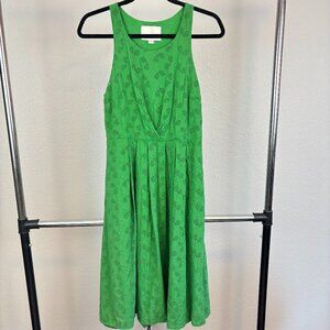 Anthropologie Womens Green Postmark Eyelet Tennis Racquet A-Line Dress Size 04